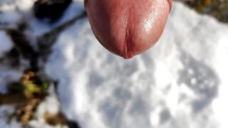 Un tip amator solo în prim-plan își mângâie pula mare și necircumcisă și ejaculează zdravăn cu o ejaculare masivă