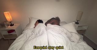 Stepmom and stepson share bed and have sex.