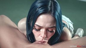 a pretty student doesn t really like p.e., so the teacher made her stay after class so she could suck his dick in exchange for a good grade. [ai]