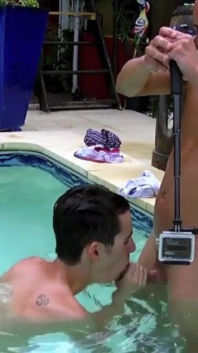 Twink fucked in the swimming pool by older for fun