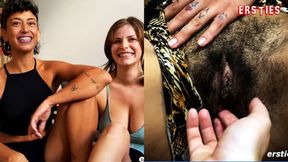 Hairy amateur Lexi and Leo's risky public nude escapade
