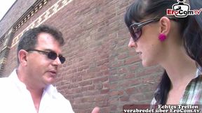 German milf slut persuaded to have sex on the street