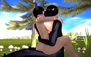 Dark monster and cow girl struggle to mate 3d hentai 55