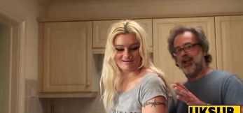 UKSubSluts. - Tattoed blonde Jakki Louise's paunchy