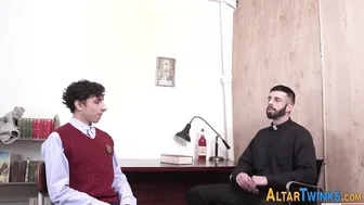 Twink altar boy bareback rides priest in taboo role play
