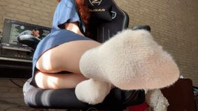 Teasing with socks and remove them