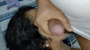 Que rico mi cara llena de semen y comer todo lo que queda de leche en la polla facial