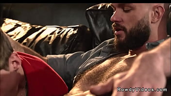 Cowboy anal fucking twink on the sofa at a ranch