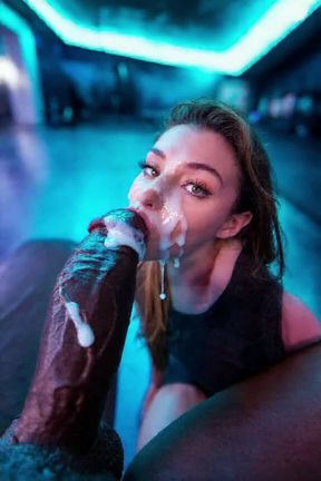 interracial, gagged, A woman gagging as she, video created by AI