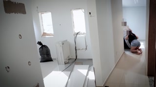 Housewife with architect. Husband working away.