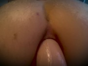 BIG DILDO IN SHEMALE GAY ASS CUM BAREBACK DRIPPING ASS CUMMING LICKING CUM