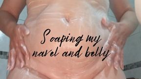 Soaping my navel and belly