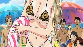 Busty Blonde Hentai Babe Takes Rough Public Sex on Sunny Beach