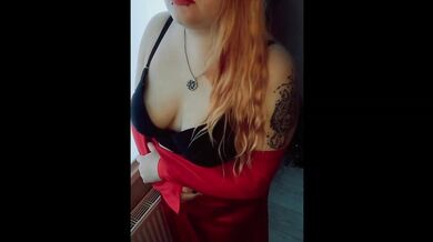 Blonde tattoo girl melts wax while smoking in fetish solo