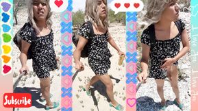 Cute trans in public wearing minidress and heels with very hot ass enjoying pleasure