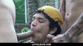 ”LatinLeche - Tattooed Stud Gets His Ass Ravaged In A Hot Threeway”