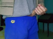 Klaus Joe masturbating wearing gym clothes. Straight jock jerking off