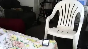 Masturbating to some tunes, this girl can't resist the rhythm.