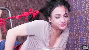 ”Violet Sky bound teen is cum covered”