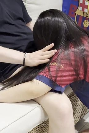 Asian Football Girl in Jersey Got Caught and Punished by Creampie