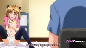 Teen stepsister pleases herself with naughty hands behind closed doors