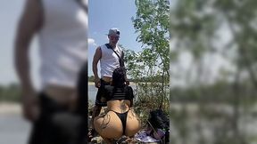 Hot Plumpish Phat-assed Latina Chick Has Fun With Her BF By the River & At Home