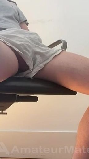 Caught: Big Cock Young Guy Playing with His Cock and Jerking-off Under His Desk