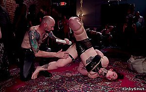 Mistress fists slaves in bdsm party