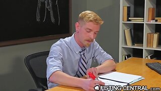 Interracial college teachers fuck & fist in class