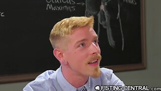 Interracial college teachers fuck & fist in class