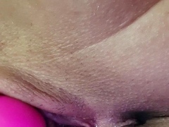 Busty solo babe masturbates in close up pussy toying action