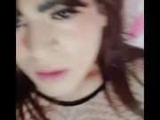 Cute femboy penetrates himself with a dildo and swallows his cum
