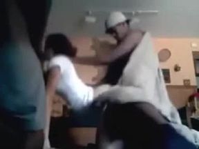 Orgy of black guys screw white woman