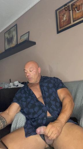 Mr Guru Bodybuilding Stepdaddy Wank at Home