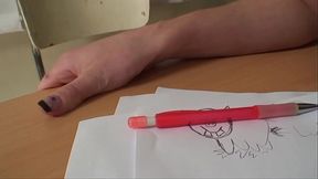 Hot and sexy brunette waits for her favorite professor to lick her shaved pussy and then get fucked wildly