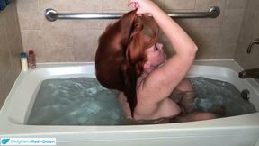 Redhead Rapunzel Washes Her Long Red Hair in the Bath - Hair Fetish