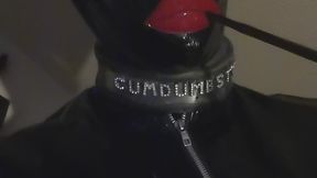 Smoking pvc slut pvc mask and red dom hat