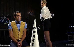 Slaveboy whipped and pegged by femdom