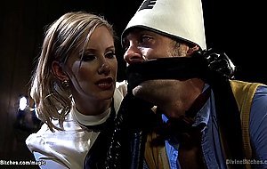 Slaveboy whipped and pegged by femdom