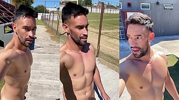 Naked at soccer field