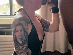 Redhead amateur GF gives blowjob 3