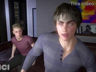 While this dude's playing with his friends in the living room, she's giving one of his friends a oral - 3D Comics - OCICI