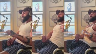 Watch me cum hard in the morning - solo male with bear tattoo & Tank Top