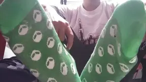 Sweaty Feet in Green Socks Tease You Face in Gay Fetish Fun