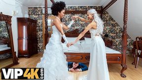 Double-Teamed Threesome Frenzy starring two buxom beauties going wild on camera