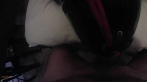 Milf hogtied in latex and high heels with a lip open mouth gag POV  Great mouth fucking action