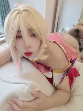 Cute Femboy Cosplayer, Overwatch Juno Fucking Himself with a Dildo and Cumming