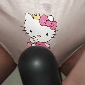 Vibrator cumming inside hello kitty panties