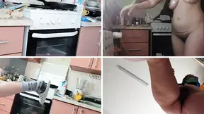 Sexy wife sucks cock while cooking naked
