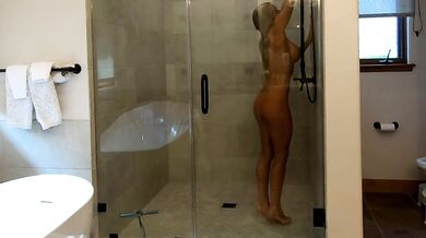 Caught Husbands Friend Shower Spying Big Tits Big Dick Creampie